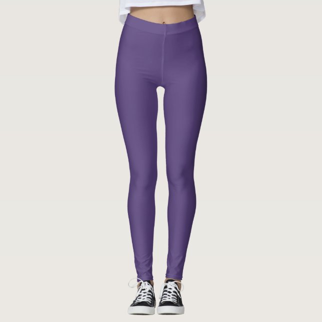 Legging Cor Cíbera Uva Sólida Simples (Frente)