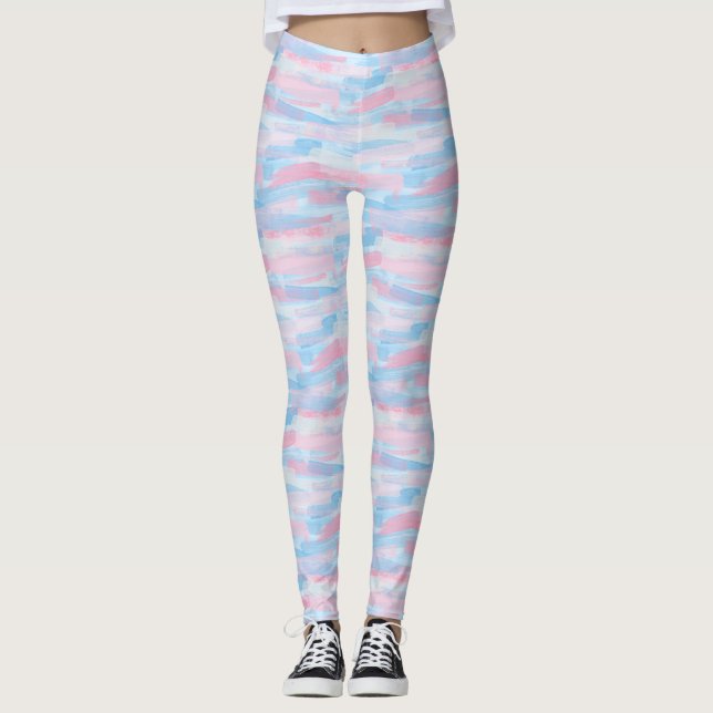 Legging Cor da aquarela do pastel artístico (Frente)