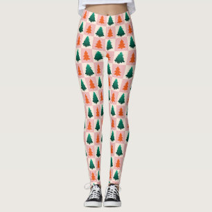 Legging Cor d'água verde vermelha Padrão de árvore de Nata