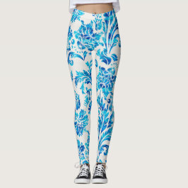 Legging Cor damasco Azul Escuro Elegante