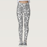 Legging Cor damasco de Ornamentado flexível de Cinza leve<br><div class="desc">Legendas elegantes,  ornamentados e únicas que apresentam cor damasco floral de cinza leve. Outras cores estão disponíveis.</div>