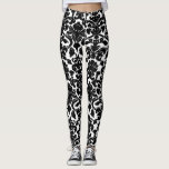 Legging Cor damasco Floral a Preto e Branco<br><div class="desc">Legendas elegantes,  ornamentados e únicas que apresentam cor damasco floral preto e branco. Outras cores estão disponíveis.</div>
