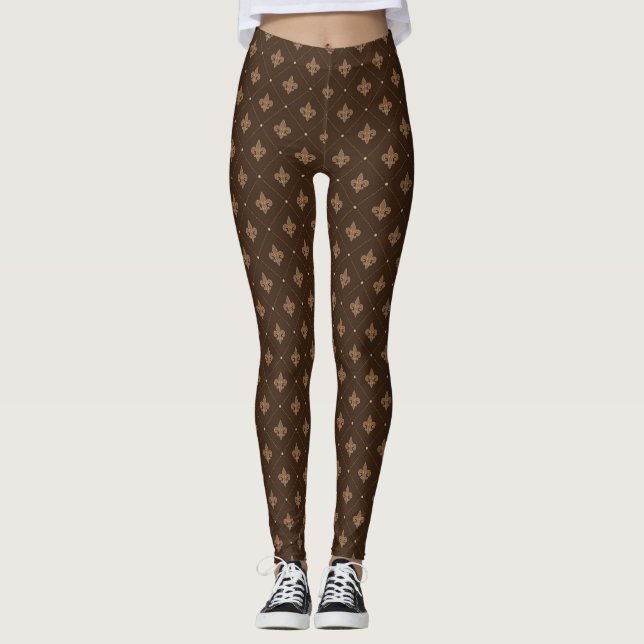 Legging Cor damasco Francesa Brown Fleur De Lis (Frente)