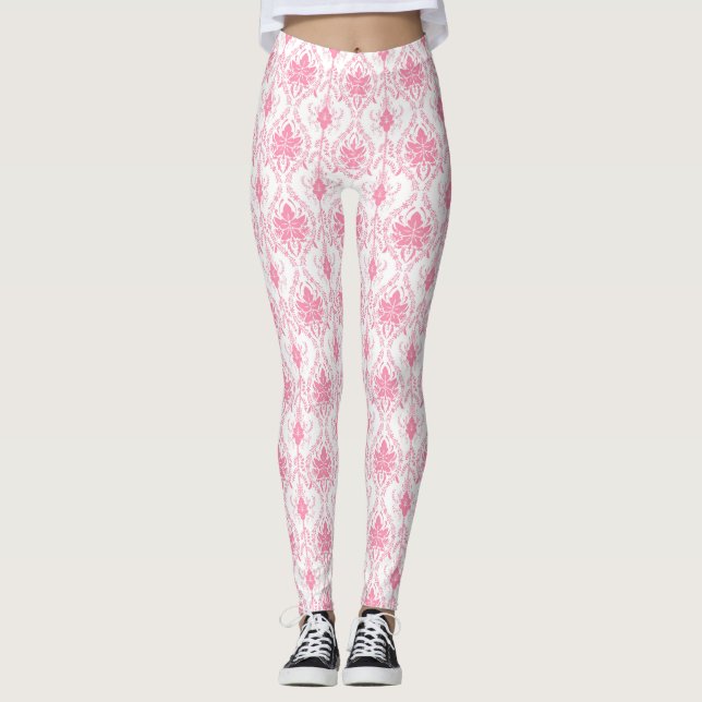 Legging cor damasco rosa branca (Frente)