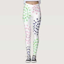 Legging Cor de Água do Padrão de Flor Verde do Marinho Ros