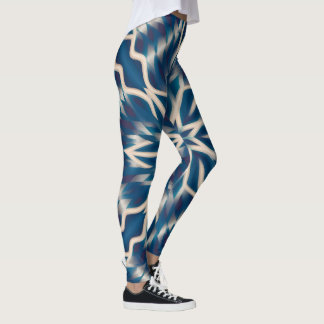 Legging Cor de água geométrica branca azul