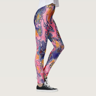 Legging Cor de Água Original do Jardim das Flores Rosa e 