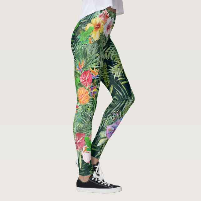 Legging Cor de Água Tropical Sapo de Árvore Verde Vermelha (Direita)