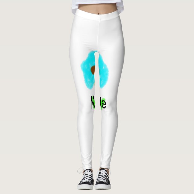 Legging Cor de água verde azul adicione seu nome ao texto  (Frente)