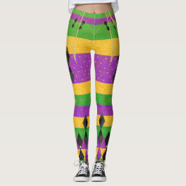 Legging Cor de Gras do Harlequin Mardi de Stripe Vertical