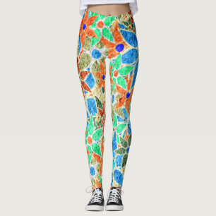 Legging Cor de laranja azul floral nº 3