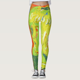 Legging Cor de laranja vermelha, verde, louca
