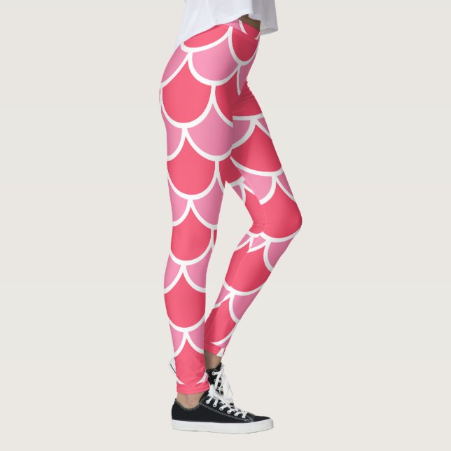 Legging Cor-de-rosa com aspecto Design de Verão branco (Direita)