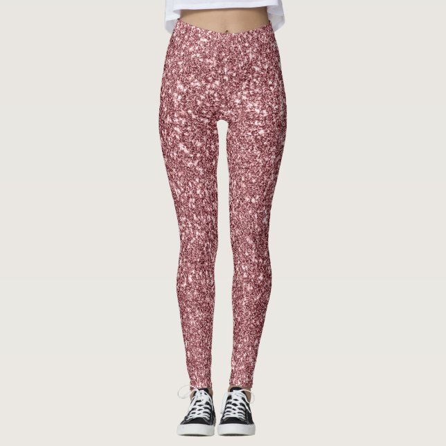 Legging Cor-de-rosa com brilho Dourado rosa (Frente)