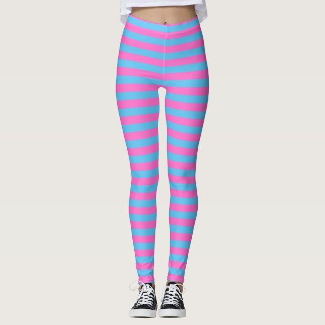 Legging Cor-de-rosa e azul-riscado (Frente)