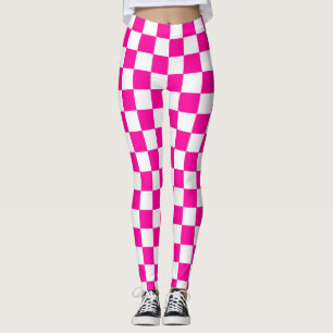 Legging Cor-de-rosa e branco-neon verificados