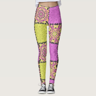 Legging Cor-de-rosa e limão, retalhos