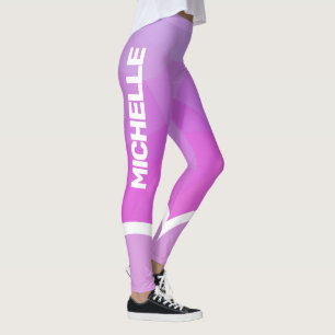Legging Cor-de-rosa e roxo com nomes brancos stripe modern