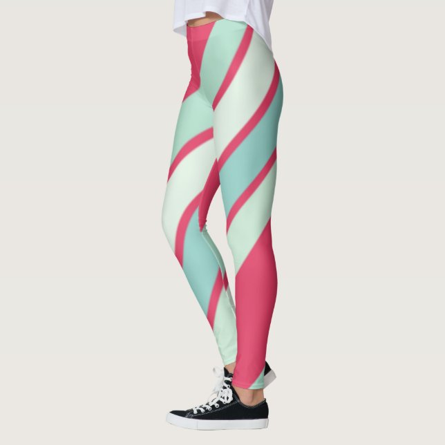 Legging Cor-de-rosa e tons de riscas azuis-claras (Esquerda)