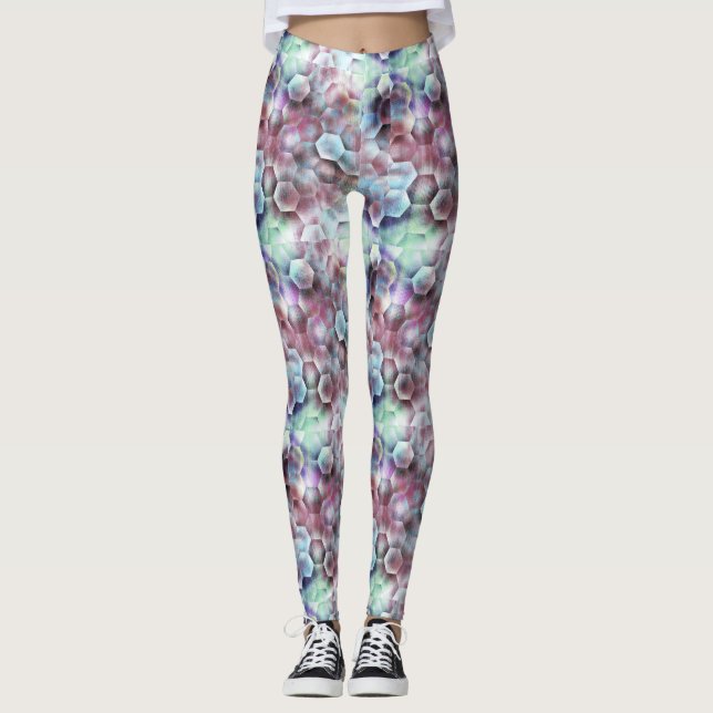 Legging Cor-de-rosa-rosa moderno Rosa Cinza azul Luzes de  (Frente)