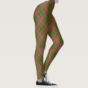 Legging Cor-de-rosa sobre o Design de padrão de Xadrez do