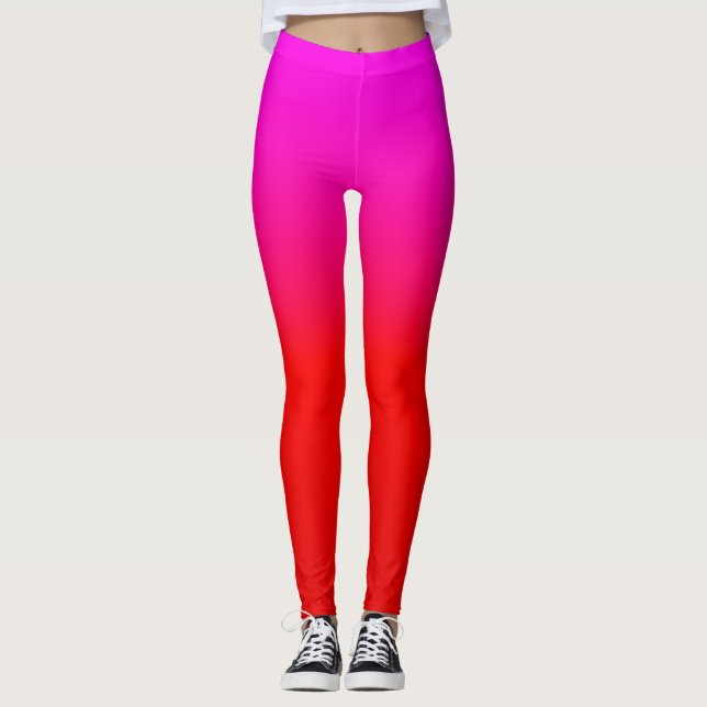 Legging cor-de-rosa verde-verde, escarlate, vermelho, rosa (Frente)