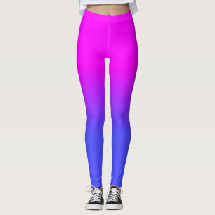 Legging Cor de sombra azul neon e cor rosa quente