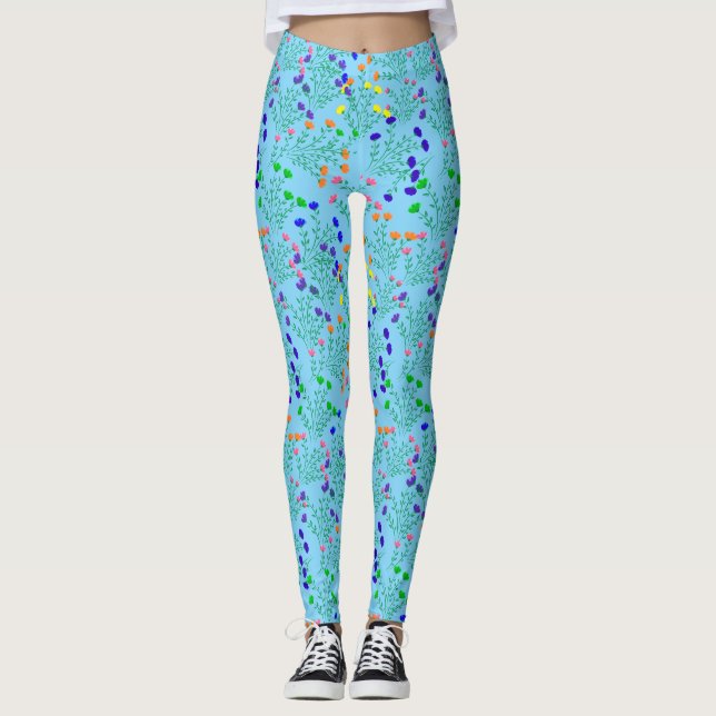 Legging Cor do arco-íris Flores x4.LBlue BG (Frente)