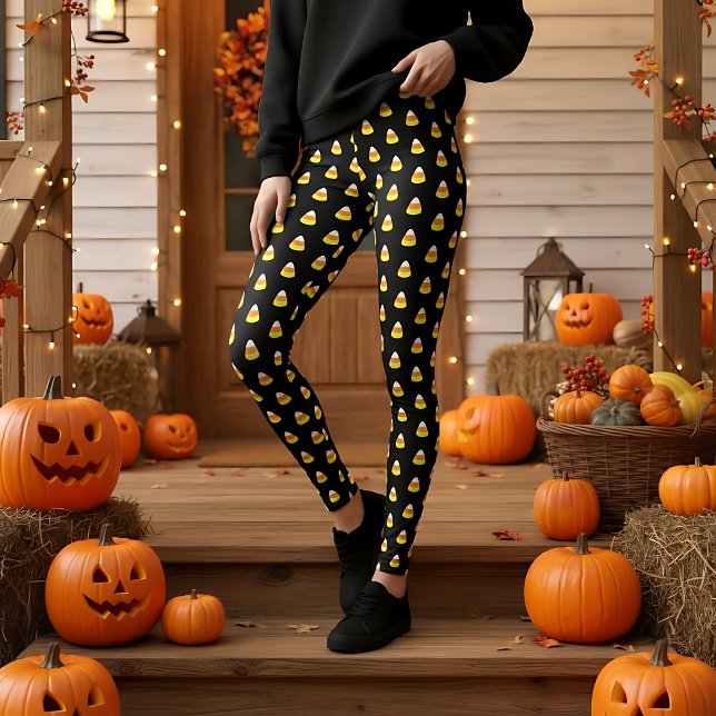 Legging Cor do Fundo Personalizada do Candy Corn (Criador carregado)