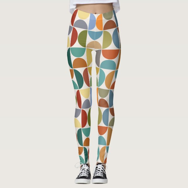 Legging Cor do Padrão de Semicírculos do MCM na Creme (Frente)