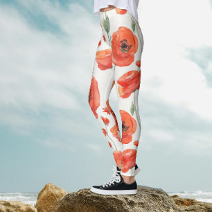 Legging Cor Flórida Branca, Papoila Branca, Branca, Negra