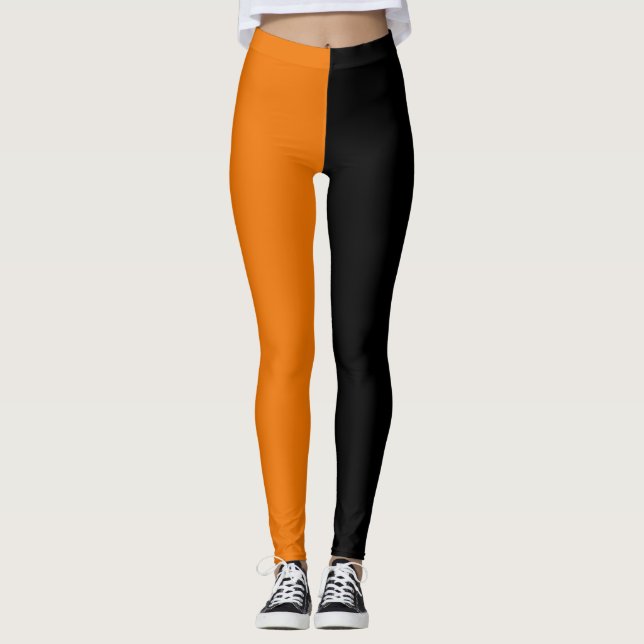 Legging Cor Laranja Preta Duas Pontas (Frente)