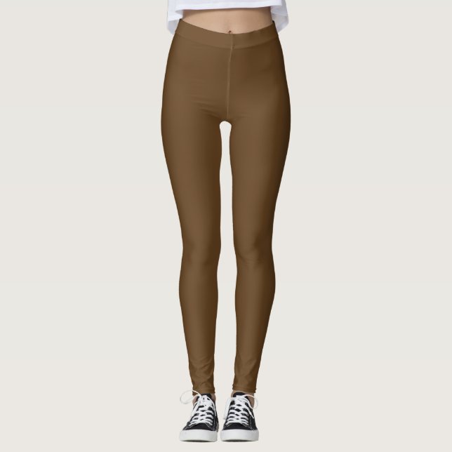 Legging Cor Marrom Escuro Sólido Simples (Frente)