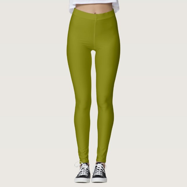 Legging Cor Oliva Sólido Simples (Frente)