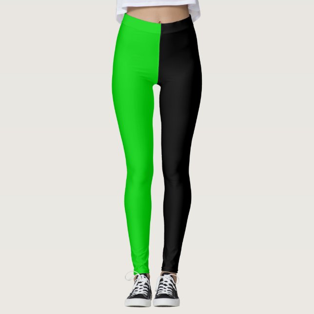 Legging Cor Preta Verde - Duas Pontas (Frente)