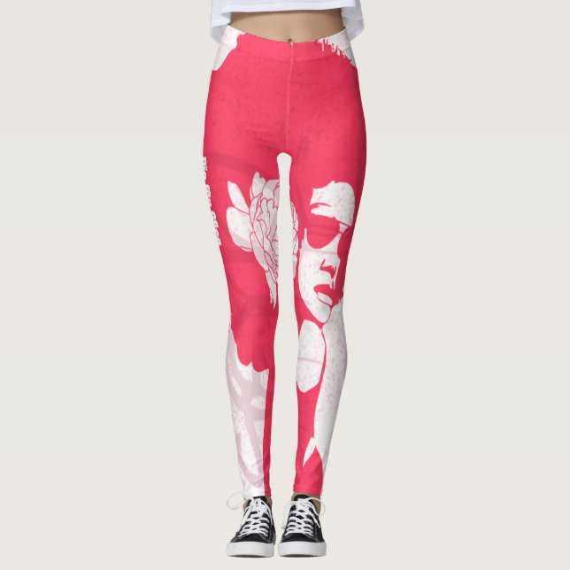 Legging Cor rosa, branca e grafite (Frente)