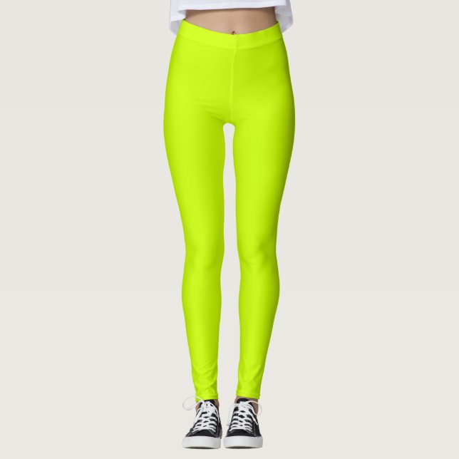 Legging Cor Sólida Amarela Limão Neon | Clássico (Frente)