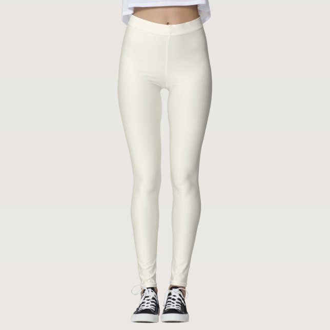 Legging Cor Sólida Branco cremosa (Frente)