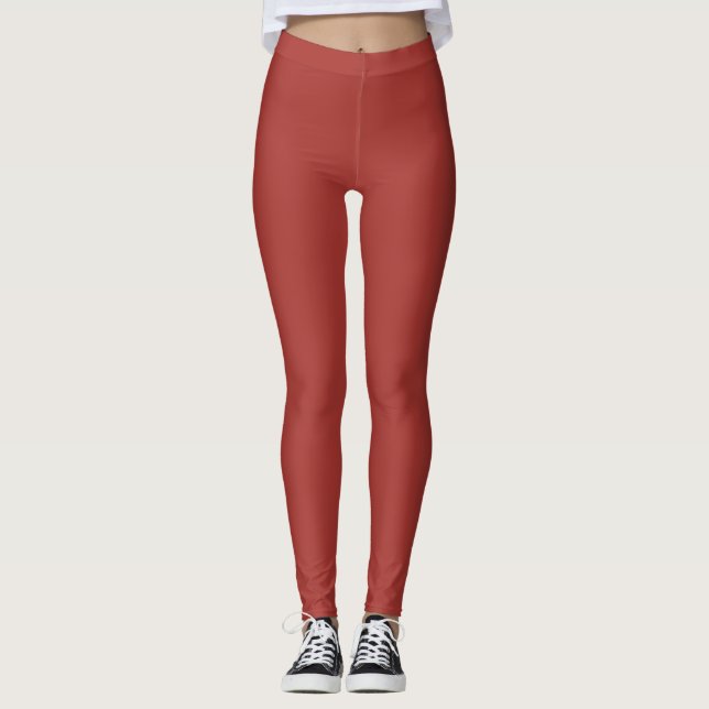 Legging Cor Sólida Cinamônica Vermelha (Frente)