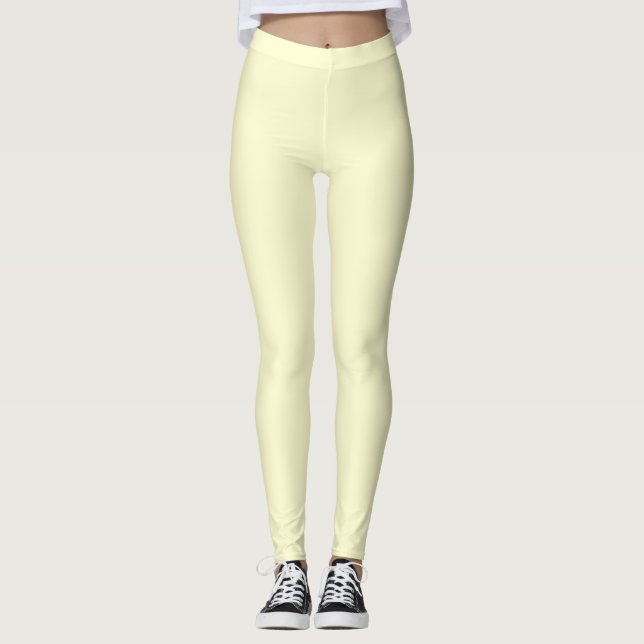 Legging Cor Sólida Creme Lisa (Frente)