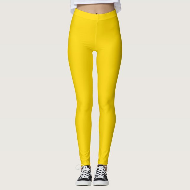Legging Cor Sólida Dourada Simples (Frente)