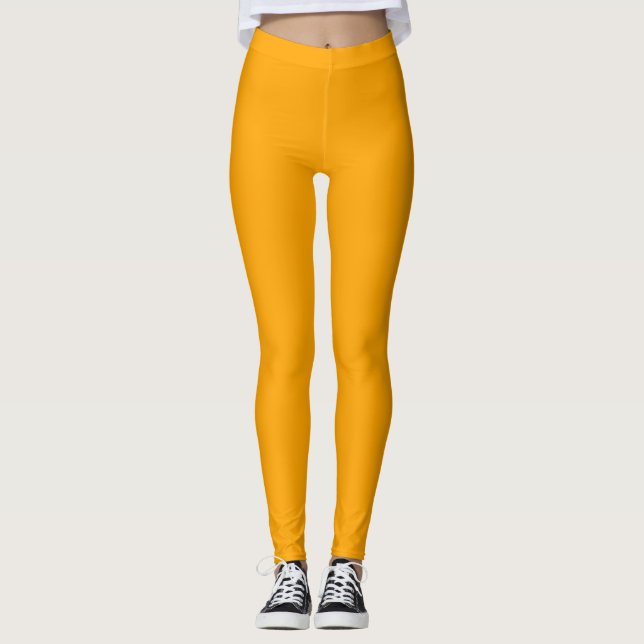 Legging Cor Sólida Laranja Claro Atraente Simples (Frente)