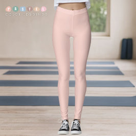 Legging Cor Sólida Luz Suave Pastel Salmão Rosa Cor de Pês