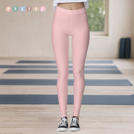 Legging Cor Sólida Luz Suave Pastel Salmão Rosa Cor de Pês