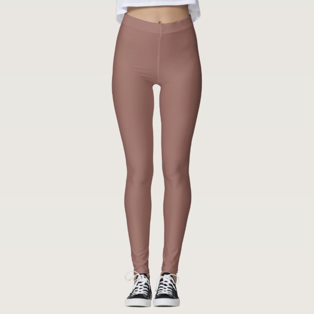 Legging Cor Sólida Marrom Escuro Simples (Frente)