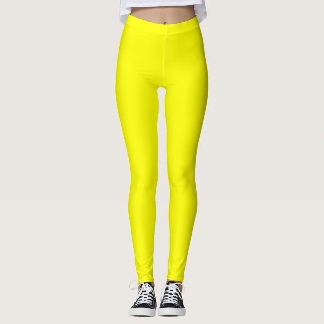 Legging Cor Sólida Neon Amarelo | Clássico (Frente)