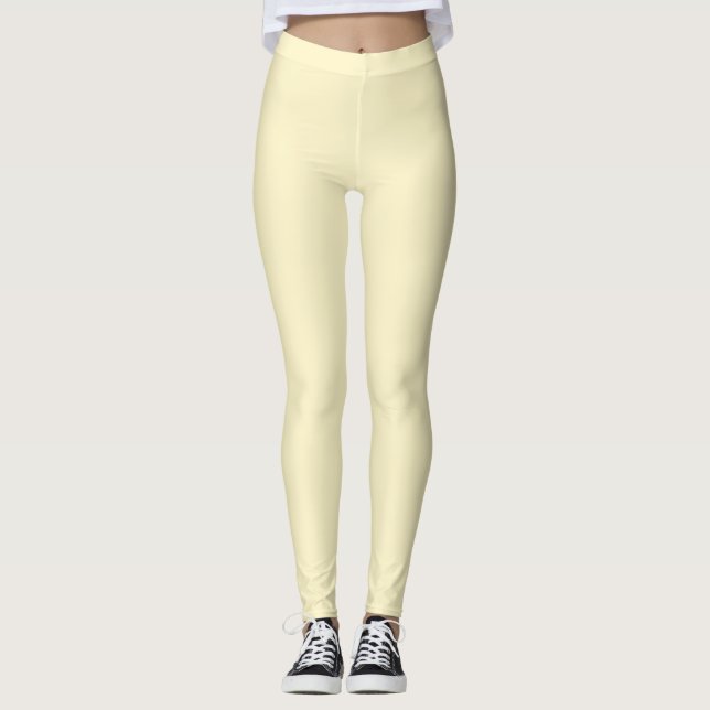 Legging Cor Sólida Pastel Baunilha  (Frente)