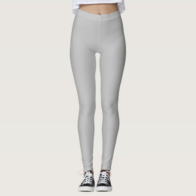 Legging Cor Sólida Prata Simples (Frente)
