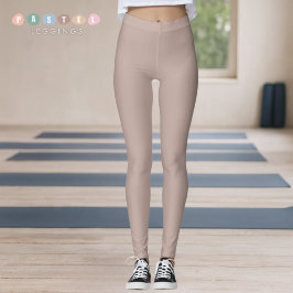 Legging Cor Sólida Rosa Pastel Leve Roxa Marrom