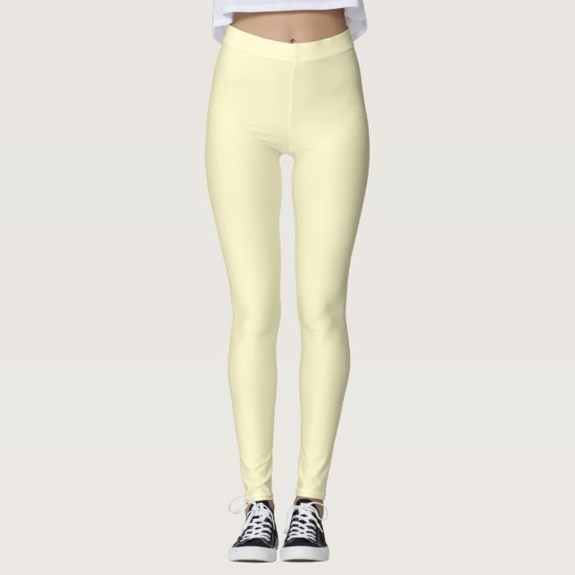 Legging Cor Sólida Simples Amarelo-Limão Moderno (Frente)